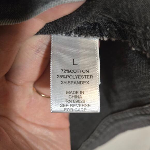 LOGO by Lori Goldstein Shacket Denim Neutral Grunge Whimsygoth Lagenlook L - Picture 3 of 8